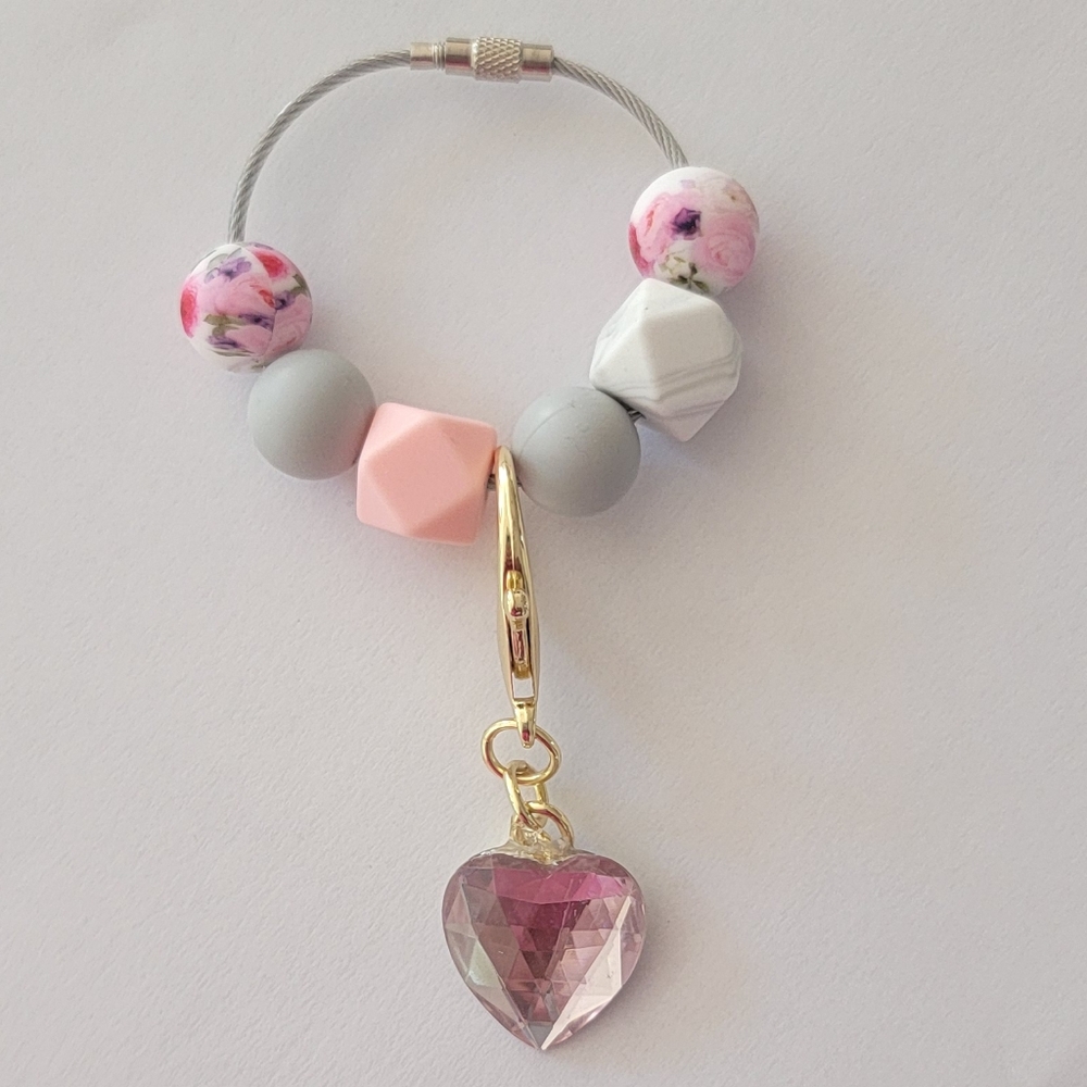 Pink Diamond Heart Bogg Bag Purse Charm